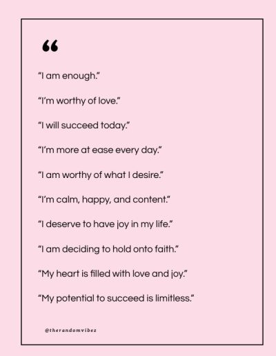 Positive Affirmations For Women Printable