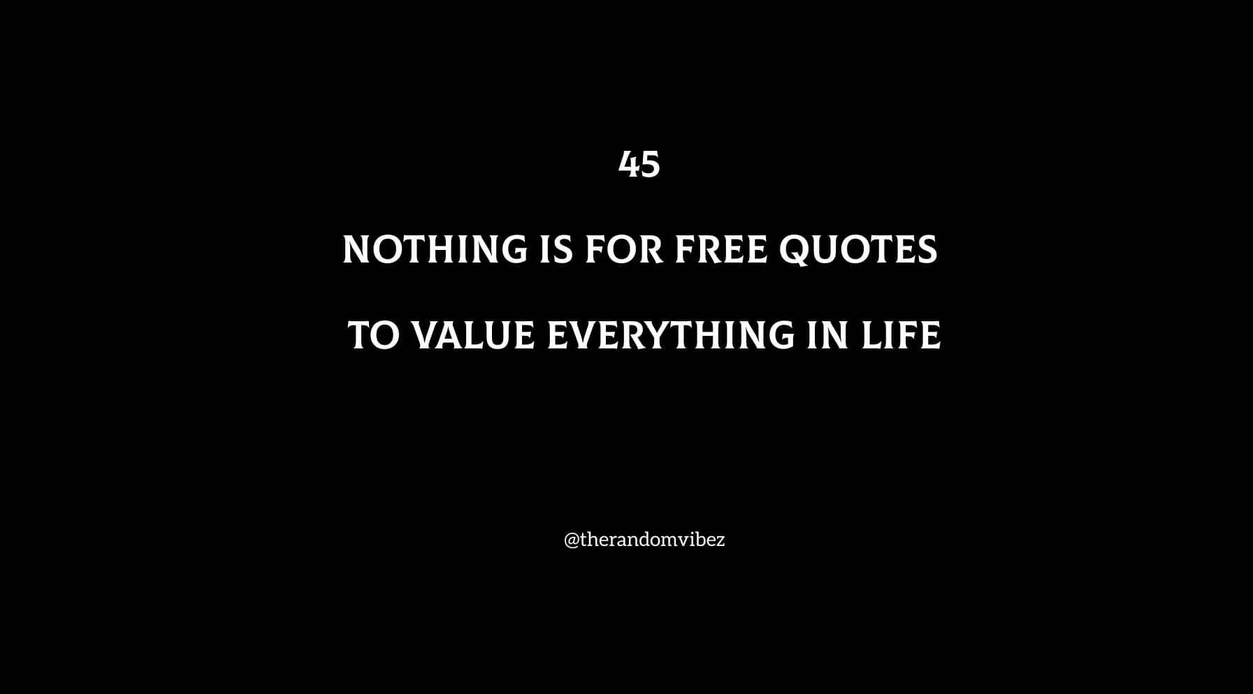 45 Nothing Is For Free Quotes To Value Everything In Life