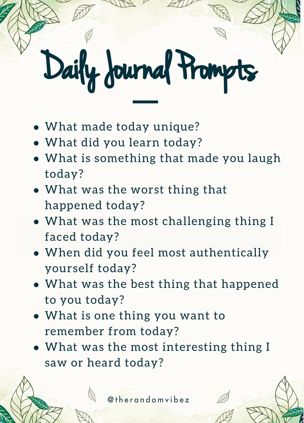 Daily Journal Prompts, Ideas, and Questions for Reflection