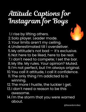 attitude captions for instagram for boy​