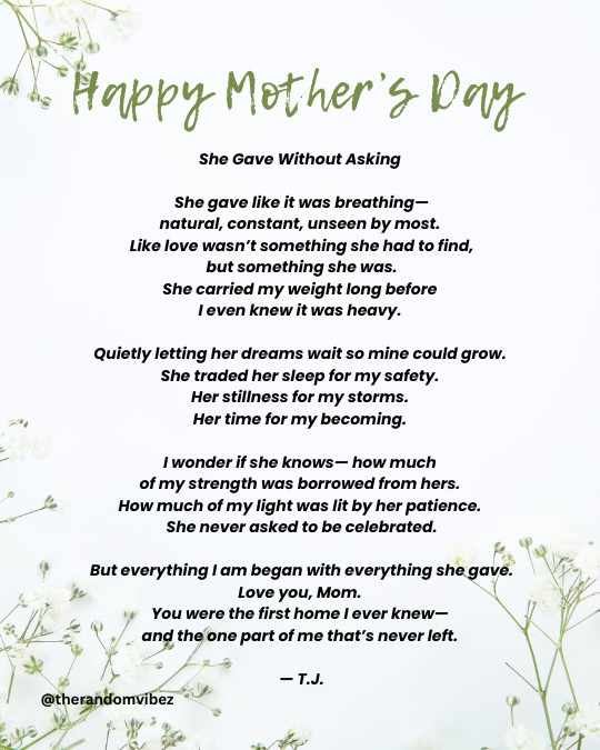poem on mother's day​
